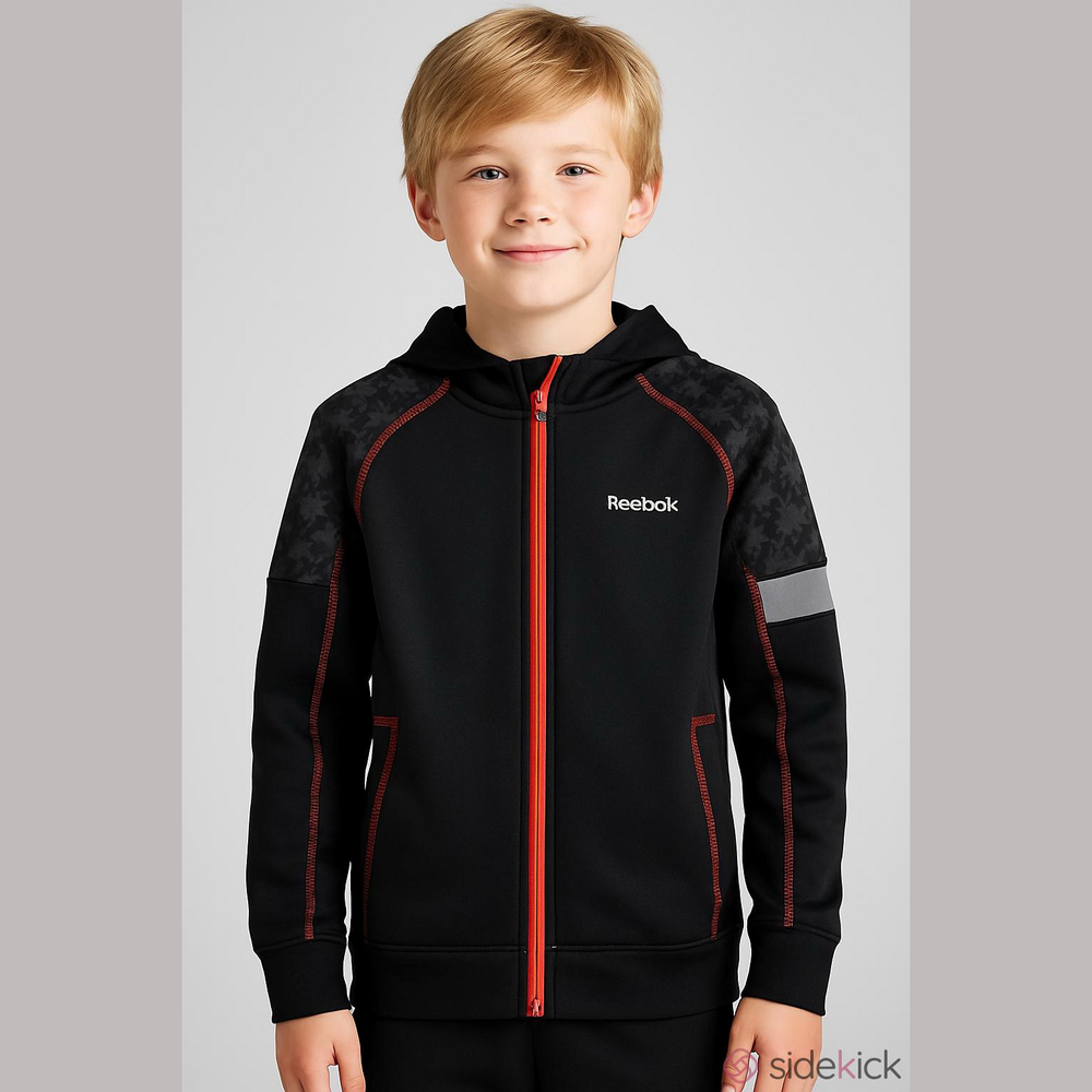 Reebok size small boys black and orange hoodie